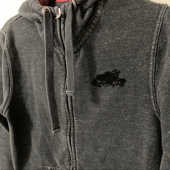 Roots Grey Zip Up Hoodie | Buffalo Plaid Lining - Picture 2 of 8